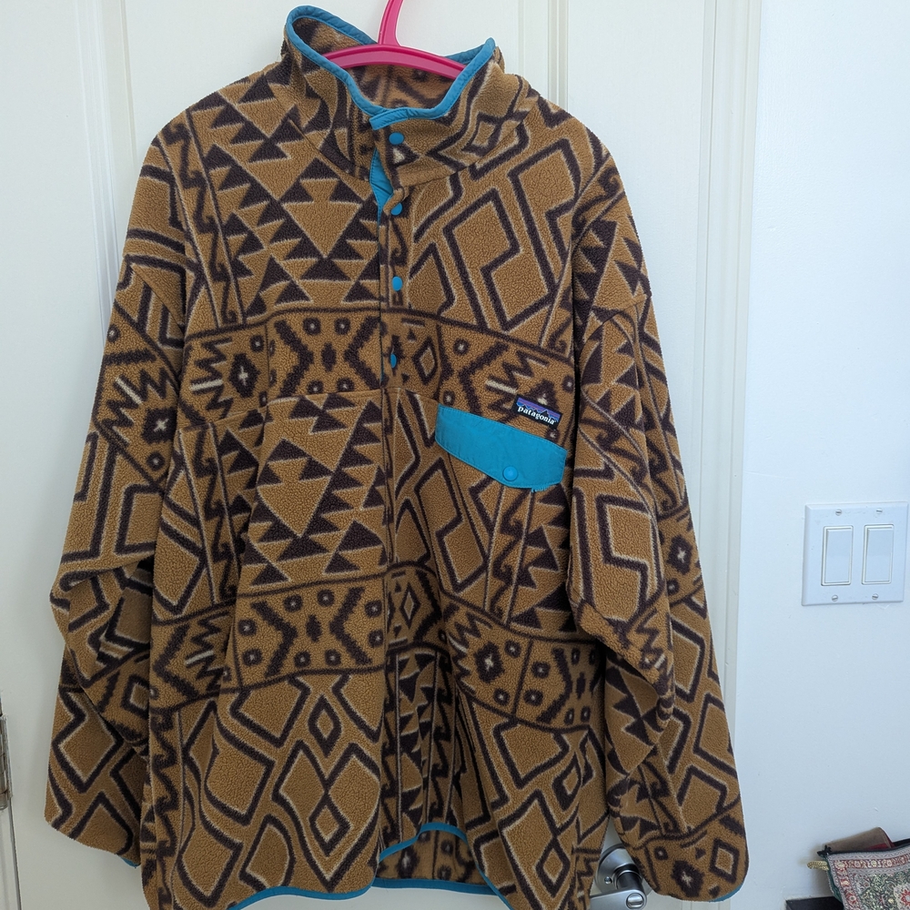 Patagonia Geometric Fleece Pullover - Brown and Blue
